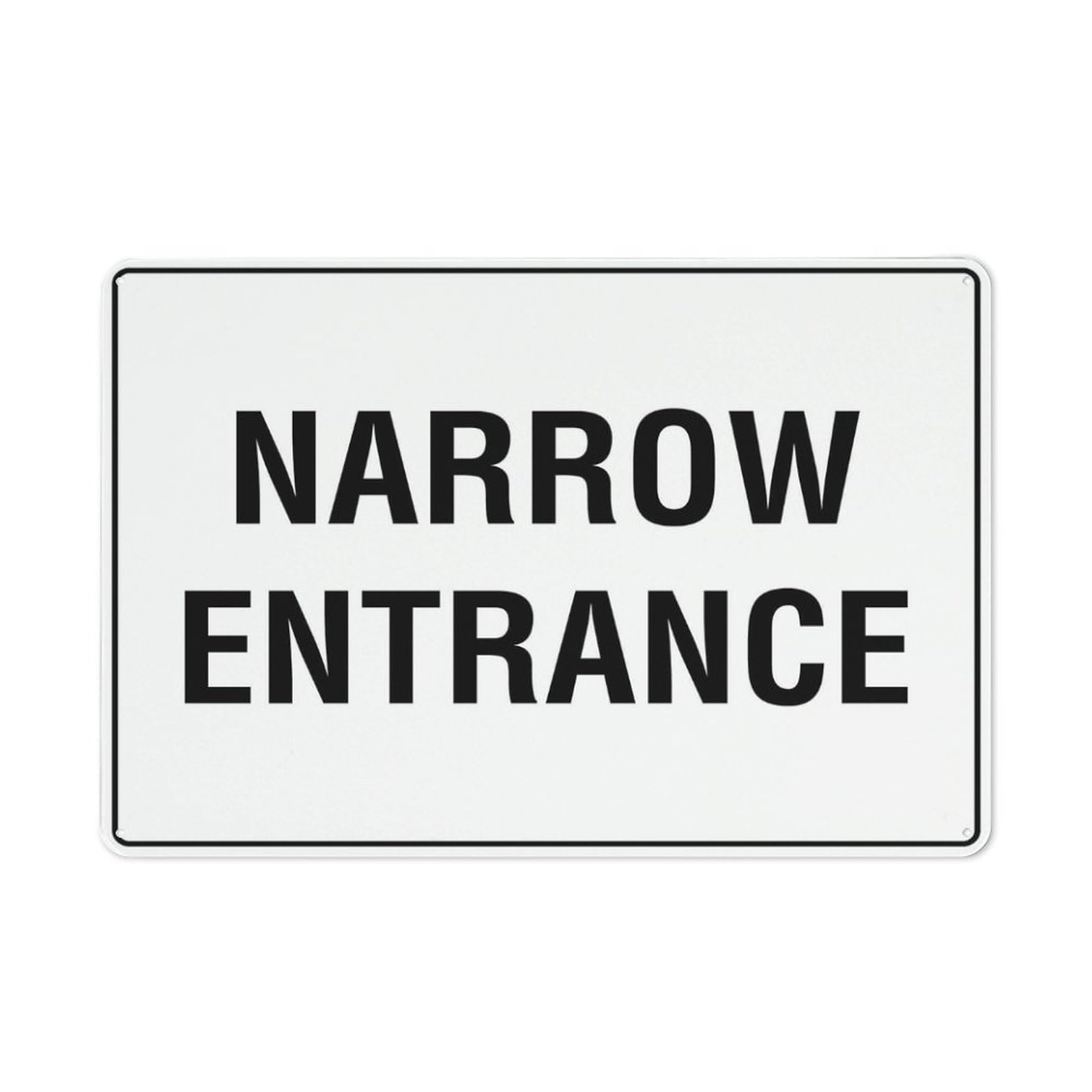 Narrow Entrance Sign, 8x12 Inch Rust-Free Metal Aluminum for House, Door, Office, Business, Yard, Pre-Drilled Holes, Weather Resistant