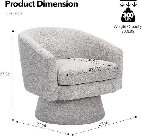 Sillón giratorio moderno de chenilla gris claro miniatura 2