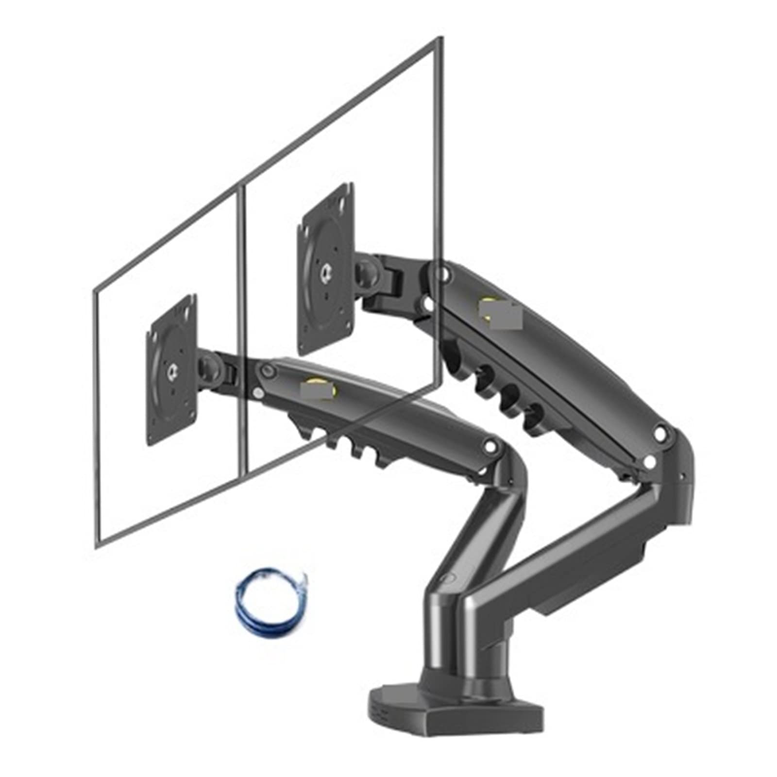 Support double écran F160 bras articulé à gaz pour moniteur PC 27 pouces avec hub USB 3.0