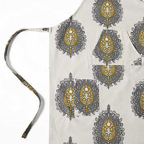 Image of HPD Half Price Drapes Aprons for Men Women with Large Pockets Adjustable Unisex PRTW-D02A-AP Mayan Printed Cotton, 27 X 34 Inch, Mayan Gold