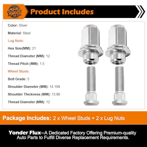 Image of 4PCS M12x1.5 Wheel Studs Lug Nuts Set for Toyota, for Lexus, for Scion, for Pontiac Vibe, 1982-2022 Replaces OE: 611167 + 610266