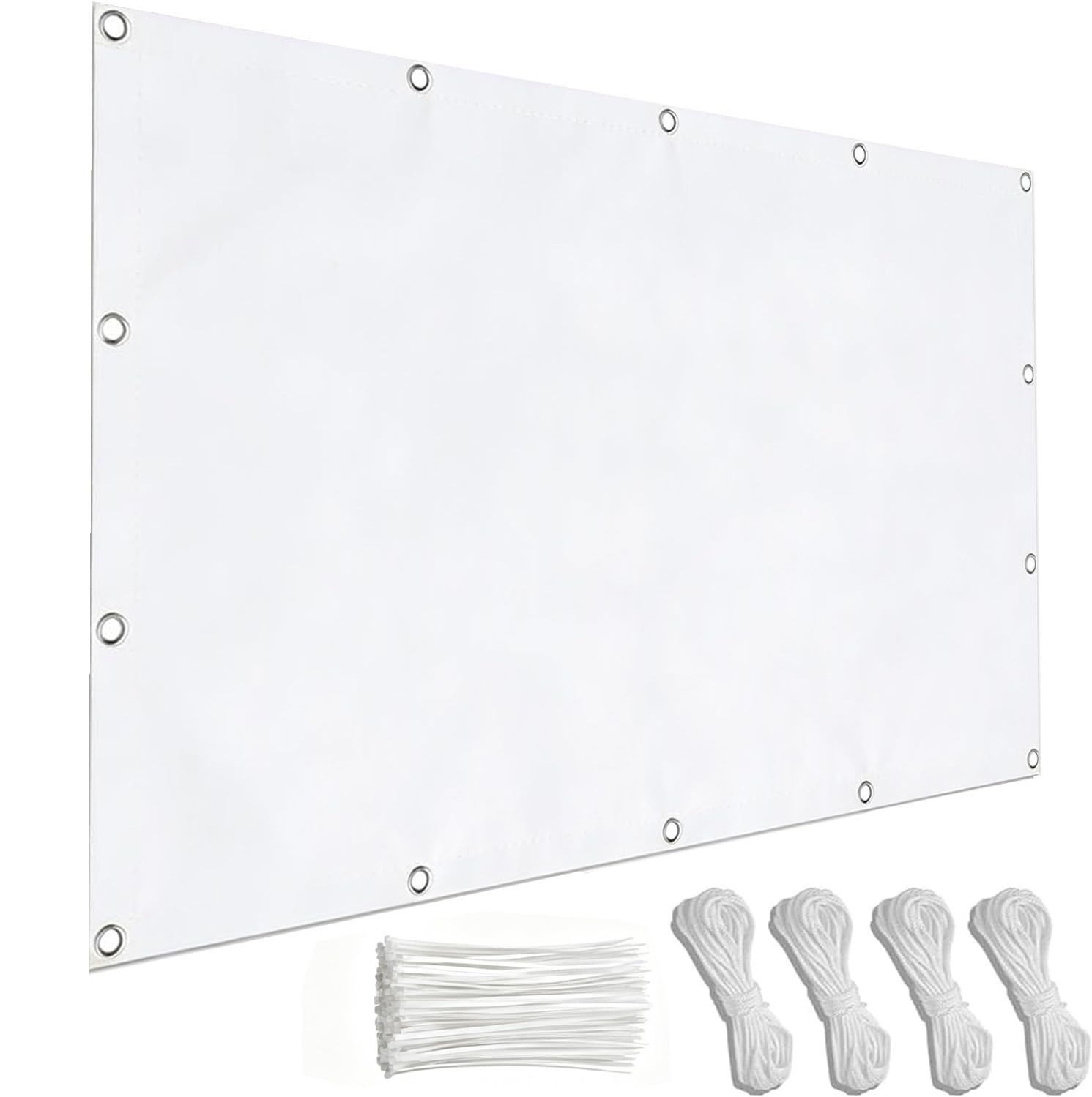 Tenda Ombreggiante 2.4x4.7m/240x470cm Bianco Recinzione Copertura per Balcone,Telo Copri Ringhiera E Schermo Privacy Con Occhielli,Impermeabile Copri Ringhiera Balcone per Terrazza E Giardino