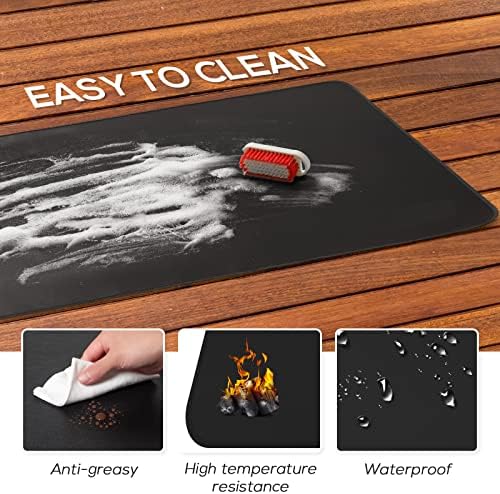 FLASLD Grill Pit Mat, 60 x 32 inch Grill Mat Under Desk, Double-Sided Fireproof Oil-Proof Mats for Fire Pit, Grill Mats for Outdoor Grill, Fireplace, Stove, Smokers, BBQ - 3
