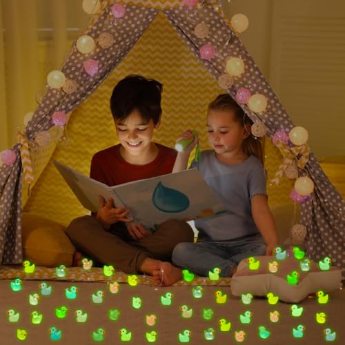 image for GWAHSA 240pcs Luminous Mini Resin Ducks, Tiny Duck Bulk Glow in The Da