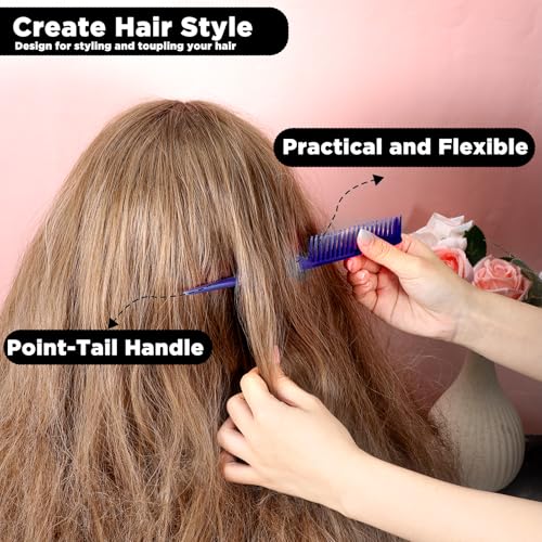 2 peines azules para desenredar cabello y peinar, set de 3 filas miniatura 7