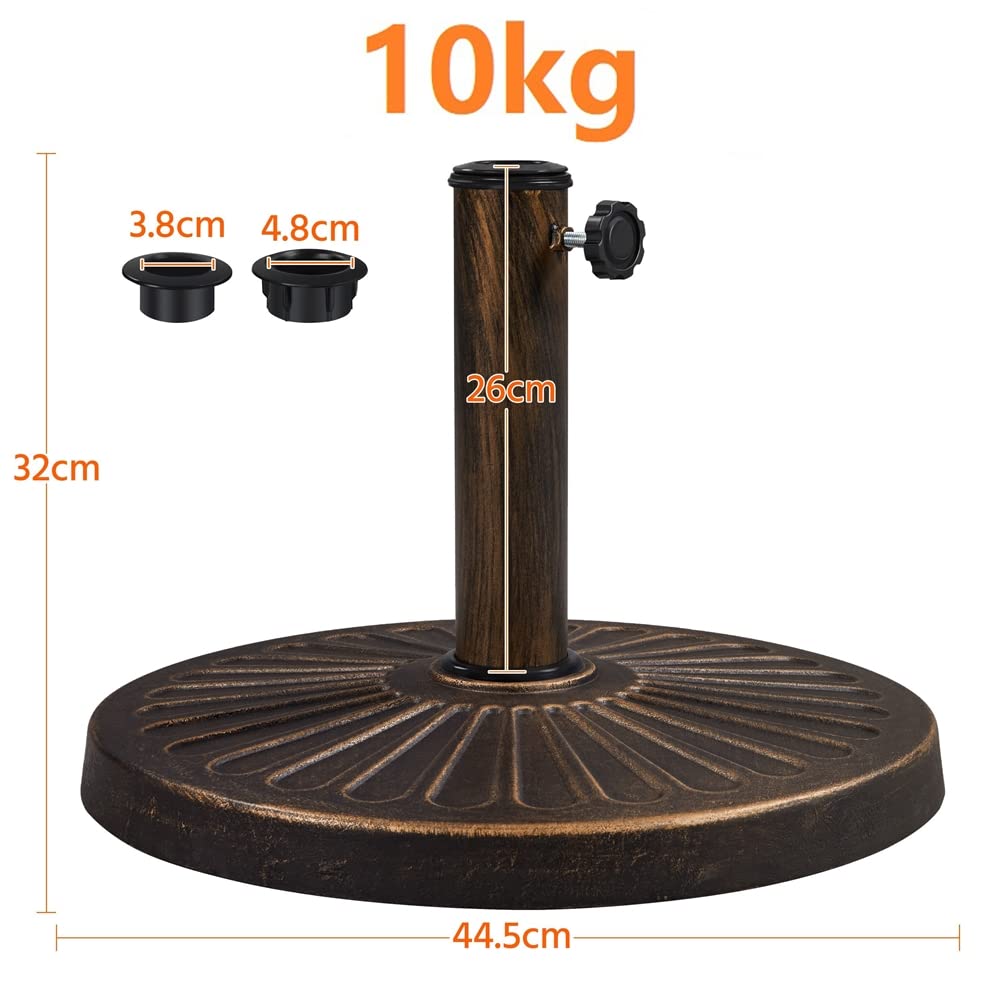 Yaheetech Pied de Parasol 10 kg Lestage pour Parasols en Résine et Fer pour Terrasse, Piscine, Patio, Jardin, Restaurant Bronze Φ44×32 cm