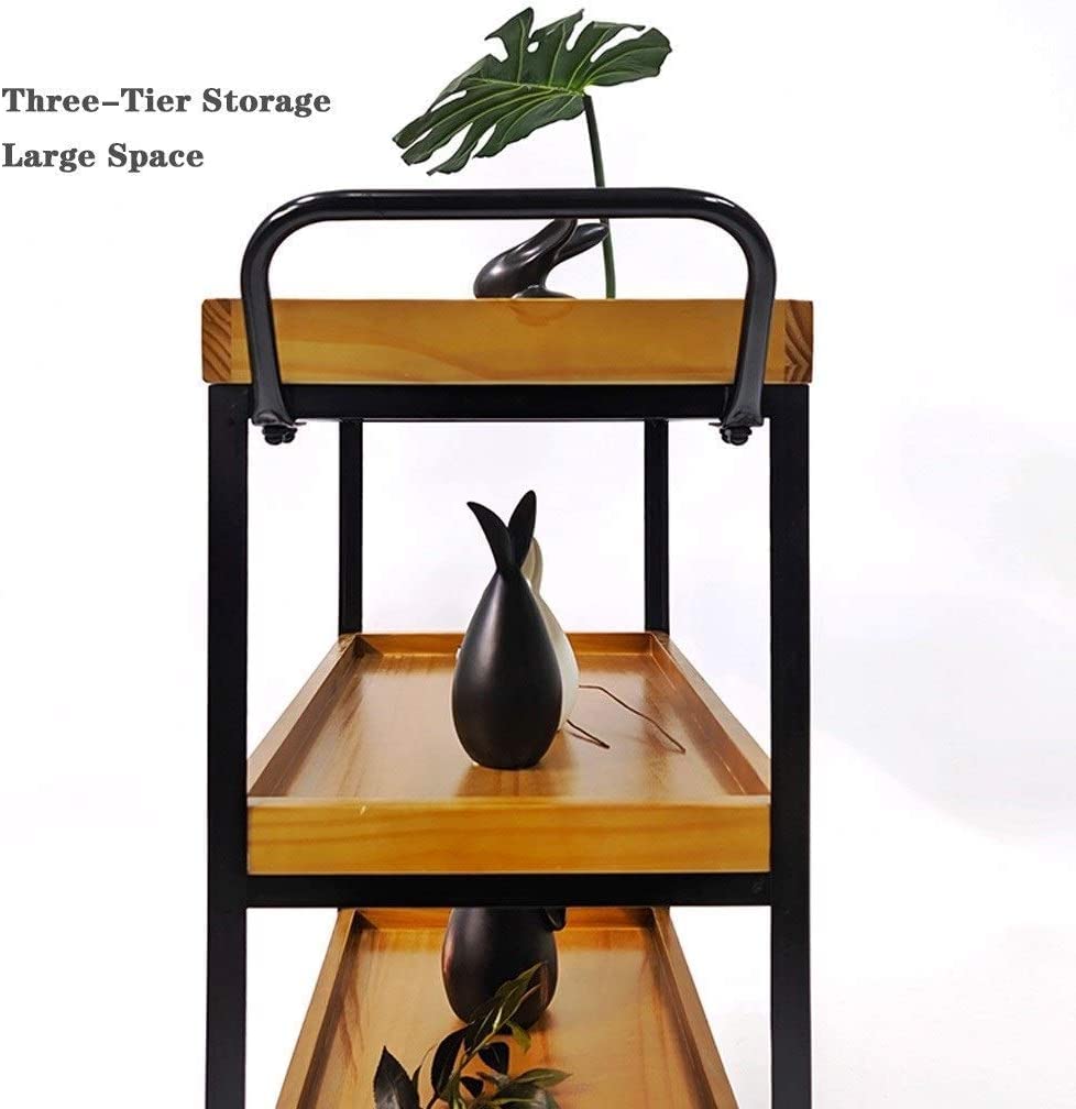 Carrito de Madera Tipo Buffet para Vino, para Cocina casera y Catering de hoteles, con función Transparente, Carrito de Servicio de 3 Niveles para Bebidas y vajilla (Negro)