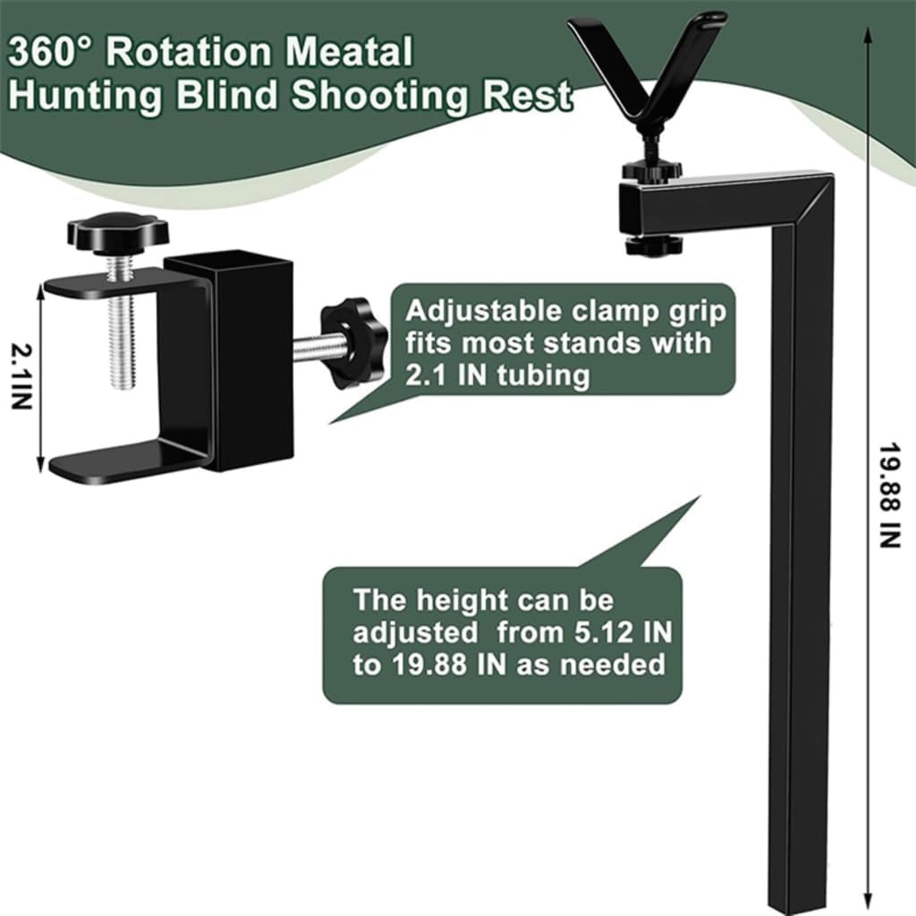 Adjustable Outdoor Tree Stand Y Shape Rest with 360 Degree Rotating Metal Fixed Brackets with Rust-Resistant Coating Universal Square Tube Mount for Enhances Stability
