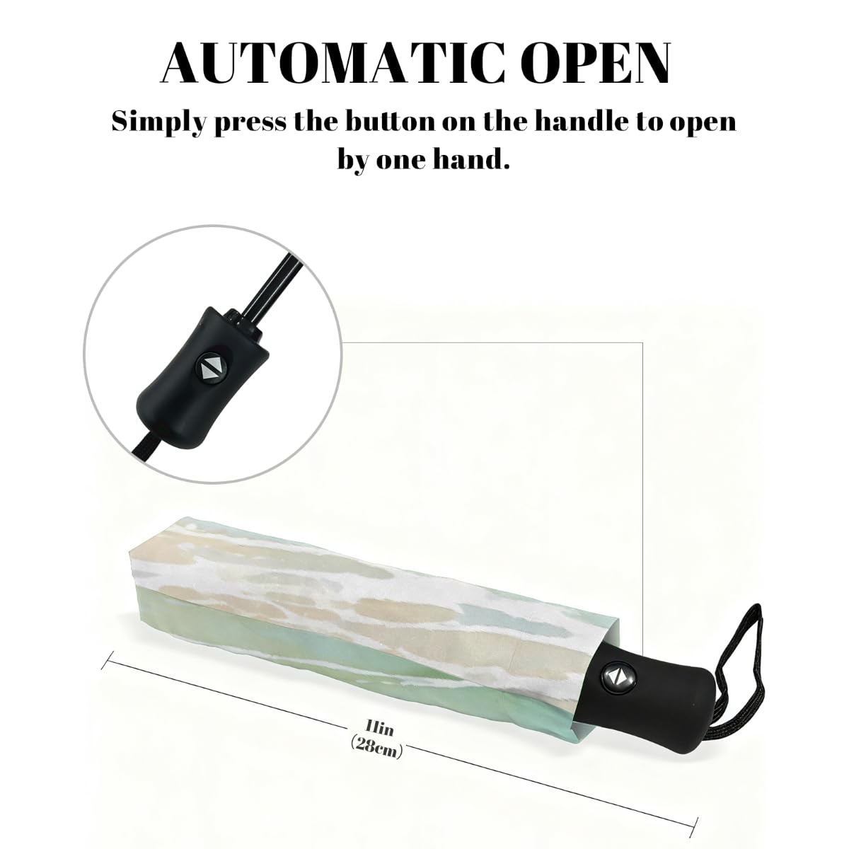 Ombrello pieghevole con motivo oceano ad acquerello ombrello da viaggio compatto antivento impermeabile con protezione UV rivestimento nero leggero 8 coste portatile per pioggia sole