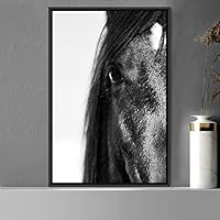 Framed Canvas Wall Art High Contrast Portrait Animals Black and White Contemporary Dogs Duotone Expressive Grey Photography Portrait - 16x24 inches