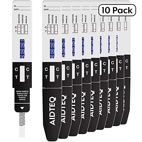 Aidteq Tarjetas de inmersión de prueba de drogas de cannabis | Paquete de 10 | Prueba de drogas para orina | Prueba de marihuana (THC)