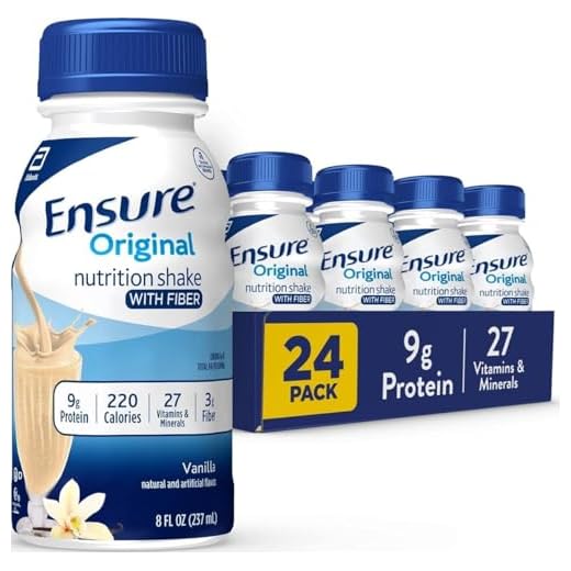 Ensure Original Nutrition Shake with Fiber, Small Meal Replacement Shake, Complete, Balanced Nutrition with Nutrients to Support Immune System Health, Vanilla, 8 fl oz, 24 Count