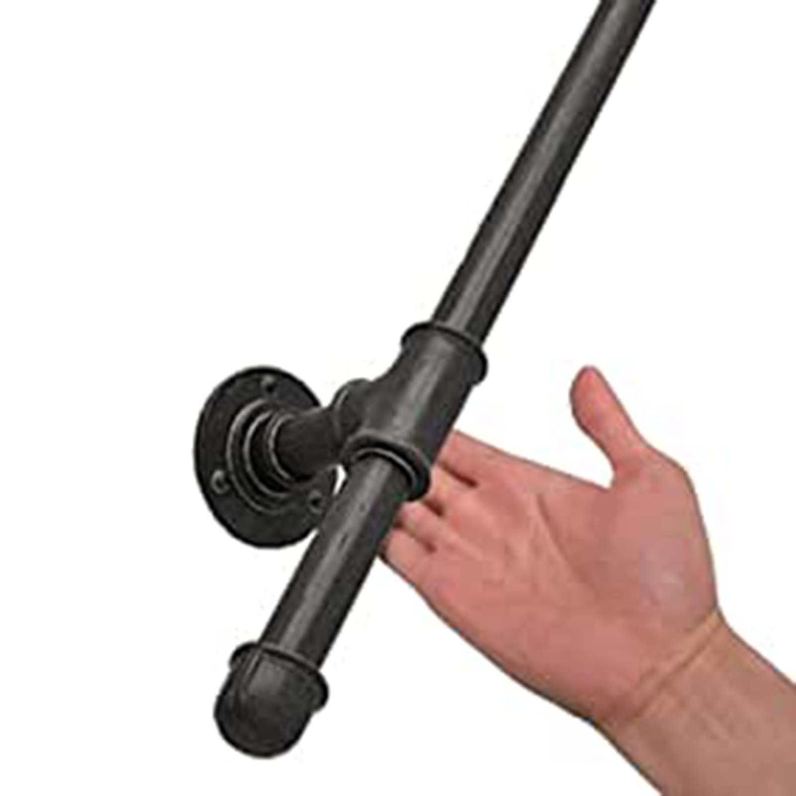 FKXSXAZ Wrought Iron Handrail Outdoor Grab Rail, Stairs Banister Rail Support Kit External Outside, Wall Balustrade Foot Handle Safety Bar(Size:80cm/2.6ft)