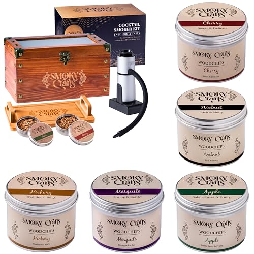 5 Flavors Wood Chips Set + Smoker Box Kit by Smoky Crafts