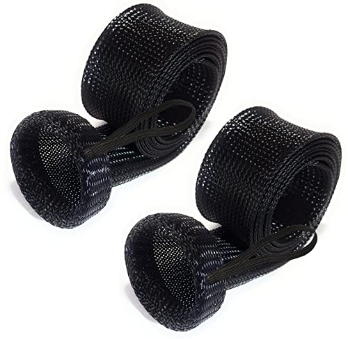 Reaction Tackle Rod Socks Fishing Rod Sleeves and Covers for Spinning and Casting Rods Breathable Mesh Rod Protectors with Elastic Band - Spinning / Point End / 2 x 67 Black (2-Pack)