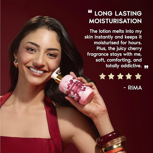 Image of Nykaa Wanderlust Sugar Plum Cherry Moisturising Body Lotion, 250 ml |Cherry & Raspberry | Lightweight, Long-Lasting Moisturisation| Vegan, Paraben-Free I Suitable for All Skin Types