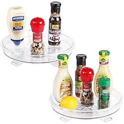 Especiero Giratorio 2 x 27cm Lazy Susan Despensa Organizador Especieros, Especieros para Cocina Giratorio para Cocina Giratorio Estante de Plástico para Cocina Botellas, Cosmético, Armario, Baño