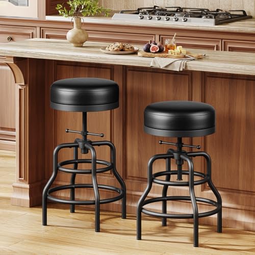 Raynesys Adjustable Height Swivel Bar Stools Set of 2, 22-29 Inch Industrial Vintage Bar Counter...
