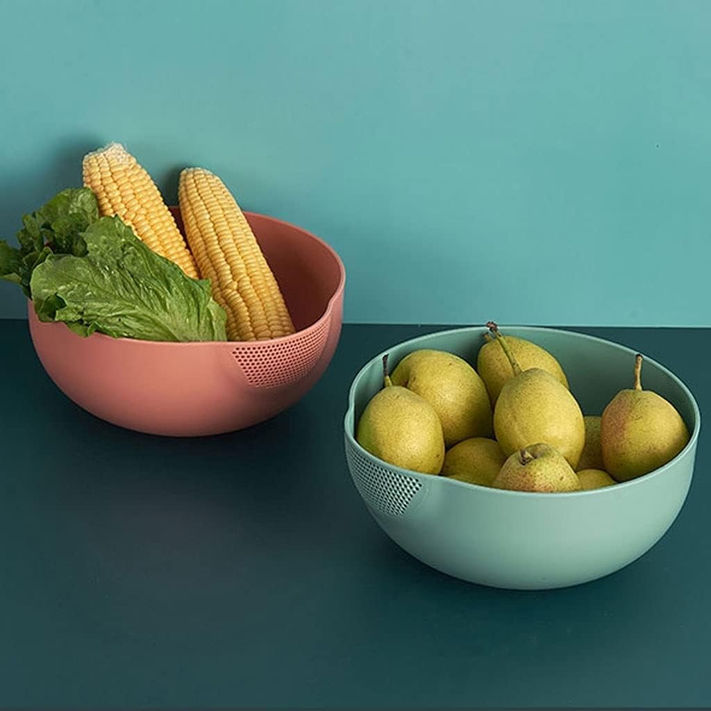 Plastic Rice Washing Bowl Household Multifunctional Fruit Wash Colander Sieve Vegetable Drain Basket Round Filter(A)