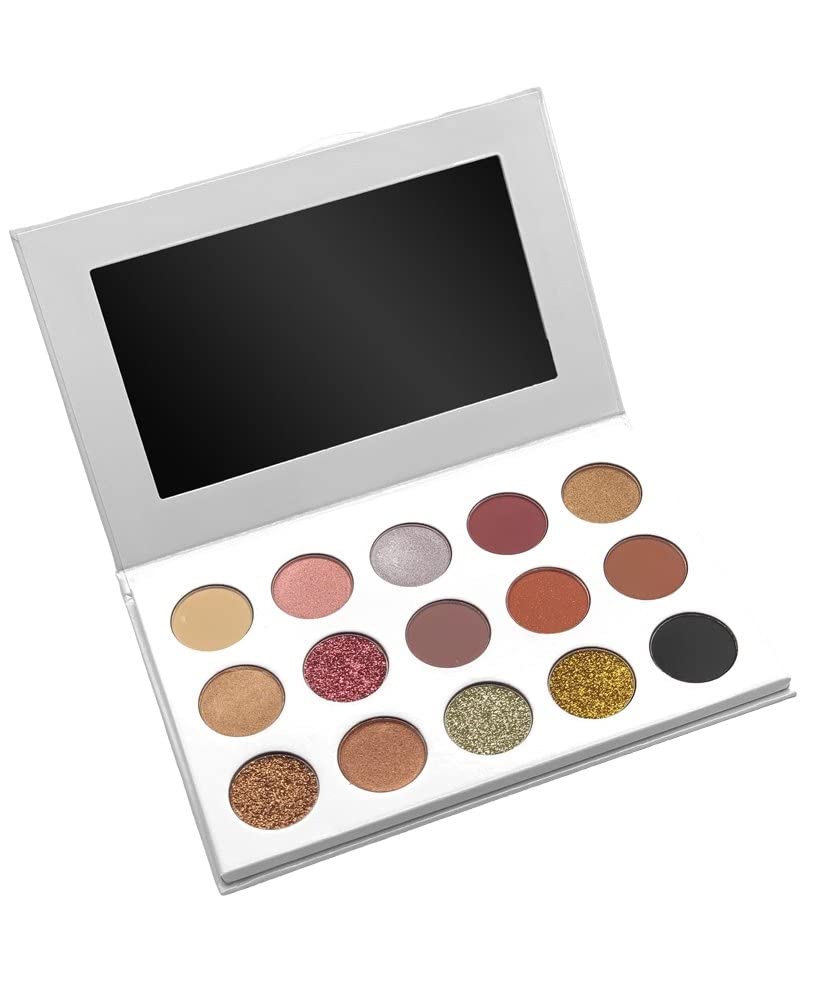Elements of Glam Eyeshadow Palette, Vegan, Cruelty-Free Makeup Palette, 15 Shades Matte Glitter And Shimmer Palette, Blendable Natural Colors, Upto 12 Hour Wear On-The-Go