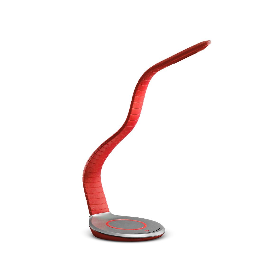 Trae Luni LED Leselampe. Schreibtischlampe. Soft-Touch-Oberfläche. Designlampe. Designerlampe. Mit integrierter Wireless-Ladefläche für Smartphones. Individuell biegbarer Lampenhals. Rot