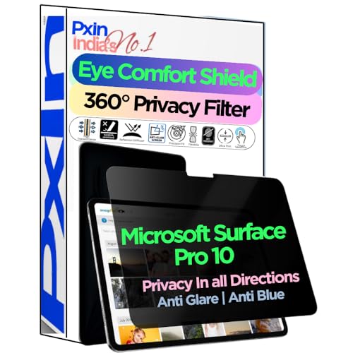 Image of PxIn Tablet Privacy Screen Guard compatible with Microsoft Surface Pro 10 | No.1 | Anti Glare | Anti Blue Light | Anti UV | Privacy Filter | Eye Protect