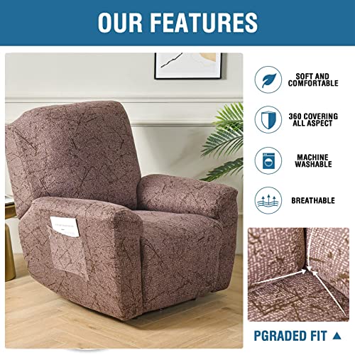 Image of Eco-Ancheng Recliner Slipcovers 4-Pieces Lazyboy Recliner Covers Recliner Couch Covers Recliner Chair Cover Non Slip Reclining Slipcovers with Storage Pockets Furniture Protector for Living Room