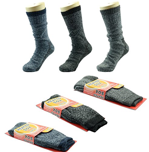 NY GOLDEN FASHION 3 Pairs Men Heated Sox Thermal Winter Heavy Duty Crew Socks Mega Thermo 2.13 Tog2