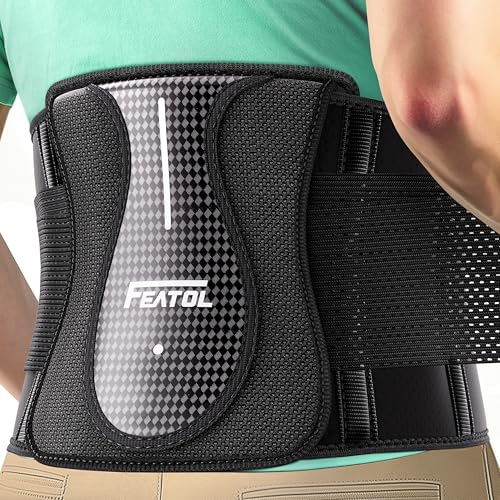 FEATOL Back Brace for Lower Back Pain Wide Coverage 360° Strong Lumbar Support with Removable Pad, Adjustable Waist Support Belt for Men Women, Size L/XL 29.8'-38.6'