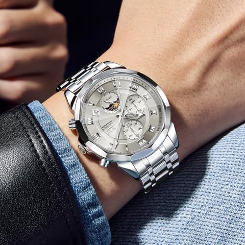 Image of OLEVS Men Watch Business Dress Diamond Luxury Watch Luminous Easy to Read Date Waterproof Stainless Steel Quartz Analog Simple Dress Watch