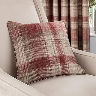 Sleepdown Woven Brushed Check Filled Cushion 45cm x 45cm Wine