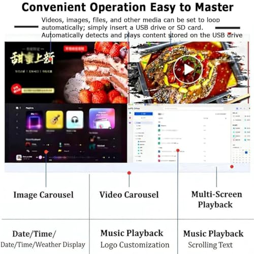 Image of Digital Signage Displays Android System Built-in-Digital Signage Player,Remote Control,Intelligent Split-Screen,Wall Mounted Installation,for Menu Board and Message Board 15.6in
