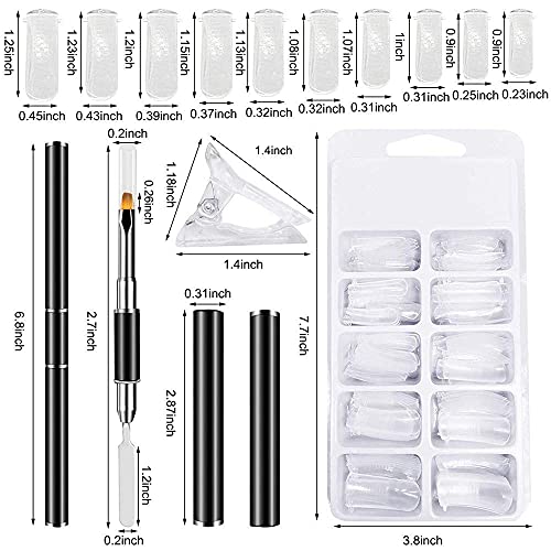 Uposao Nail Extension Set, 17MM Dual-Ended Polygel Nagelbürste,100PCS Dual Forms Polygel Nageltips, 5PCS Transparente… – Bild 2