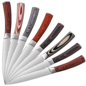 LUVCOSY 8-teiliges Steakmesser-Set Pakkawood-Griff