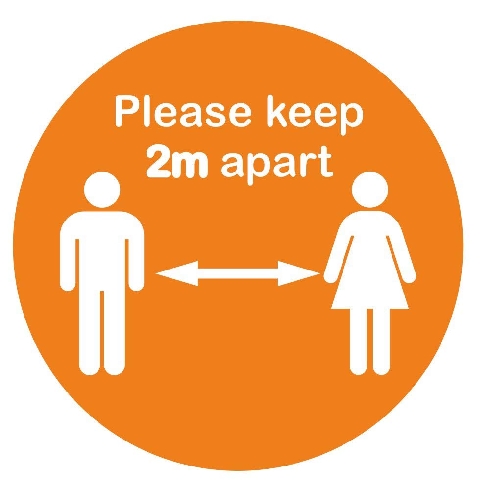Please Keep 2m Apart Floor Stickers - Orange - 300 x 300mm