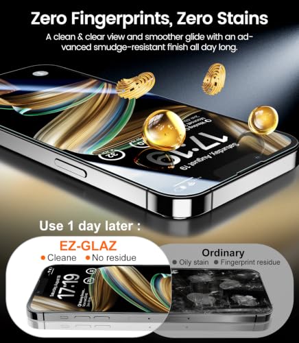 Image of EZ-GLAZ-4 Pack for iPhone 14 Pro Screen Protector[6.1 inch] 9H+ Hardness 12FT Military Grade Shatterproof Long Durable Tempered Glass Film with Flawless Fit Box, HD Clear, Scratch Resistant