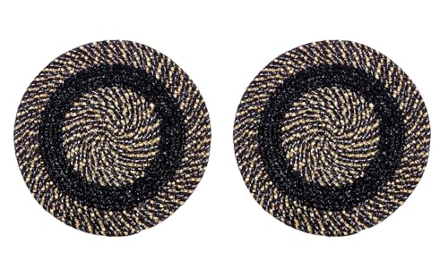 Image of Cotton Round Doormat for Entrance|Handmade Cotton Doormat | Quick Dry, Washable Door Mat for Home, Bathroom & Bedroom - 16 Inch (Coffee-2e)