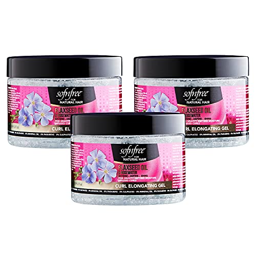 Sofnâ€™Free Curl Elongating Gel with Flaxseed Oil & Rosewater - Curl Stretcher for Natural Curly Hair, Coils, and Waves - Curl Elongator Moisturizes Hair and Scalp 11 Fl Oz (Pack of 3)
