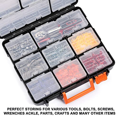 Image of Mayouko 16 Compartments Detachable Toolbox Organizer,Hardware Organizer Box with Removable Sections,Carrying Storage Case for Patts,Screws,Bolts,Nuts,Toys