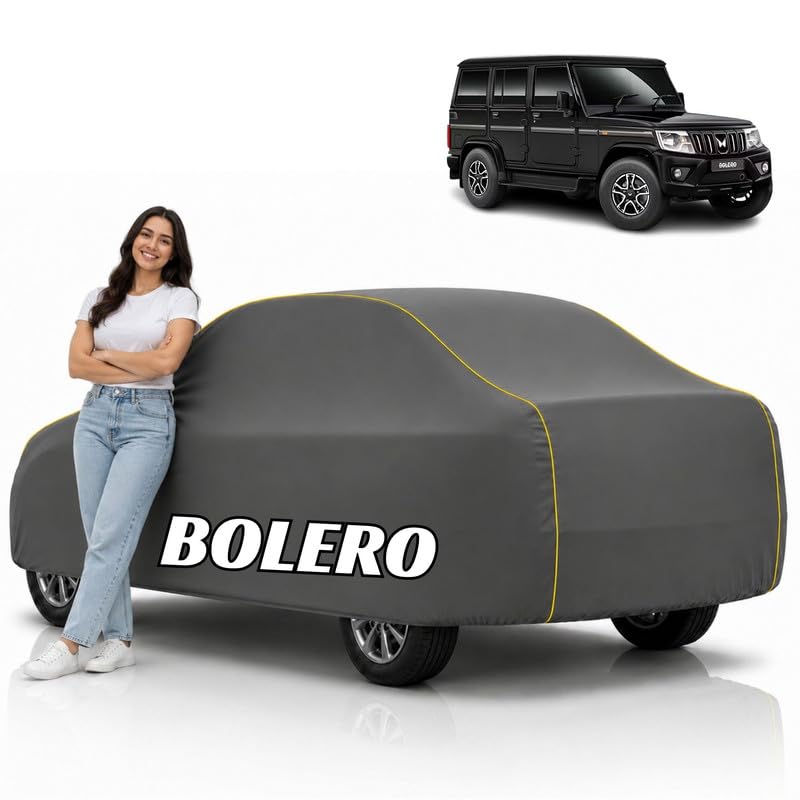 Image of Mind-Blowing 2026 100% Waterproof Bolero Neo Car Cover | Polyester Car Body Cover for Rain & Sun | UV Protection, Dustproof, Scratch Resistant, Windproof, Heat Resistant, Custom Fit (Grey)