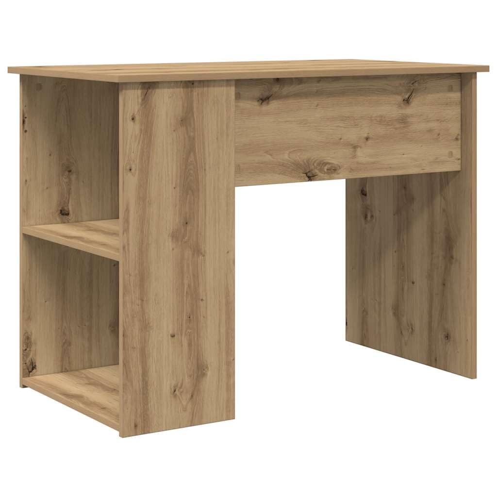 Biurko z drewna dębowego Artisan 100 x 55 x 75 cm z miejscem do przechowywania i szufladą, ergonomiczne biurko komputerowe do biura, biura domowego i gabinetu, zajmuje mało miejsca i jest