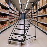 Escalera móvil con ruedas, escalera industrial antideslizante para almacén, garaje y supermercado acceso
