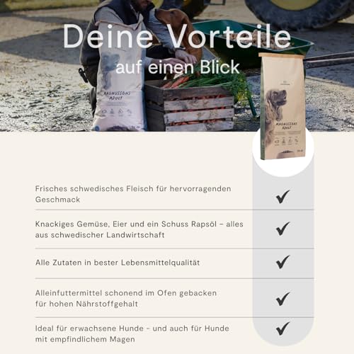 Magnusson Adult (1 x 14kg) Hundetrockenfutter für Erwachsene Hunde Aller Rassen Alleinfuttermittel Hoher Anteil an frischem Fleisch Ofengebacken