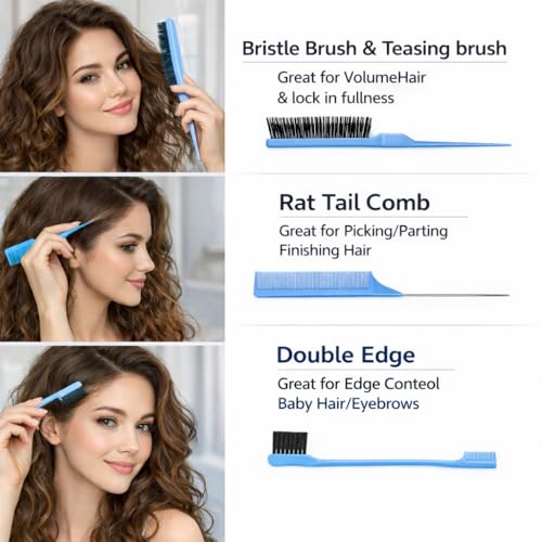 Image of Detangler Brush for Curly Hair, Lightweight Curly Hair Brush with Vented Design for Easy Glide, Effortlessly Detangles Without Pulling or Snagging, Suitable for All Wet and Dry Hair Types (Blue)