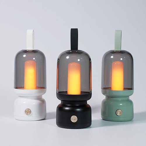 Miniatura 8 de Lámpara de mesa LED retro portátil, linterna LED vintage con batería inalámbrica, lámpara de escritorio USB, luz nocturna de campamento para uso en