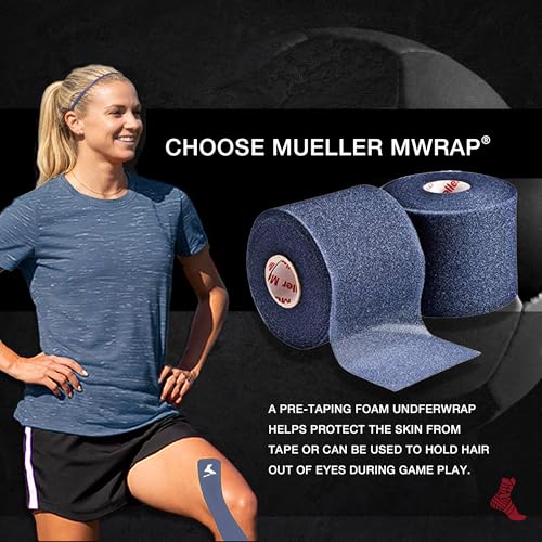 Image of Mueller Sports Medicine MWrap, Pre Wrap, Athletic Tape Underwrap for Sports, Hair, Ankles, Wrist, Hands and Knees, Water-Resistant, Latex Free, 2.75 inch x 21.4 Yards Per Roll, 2 Rolls