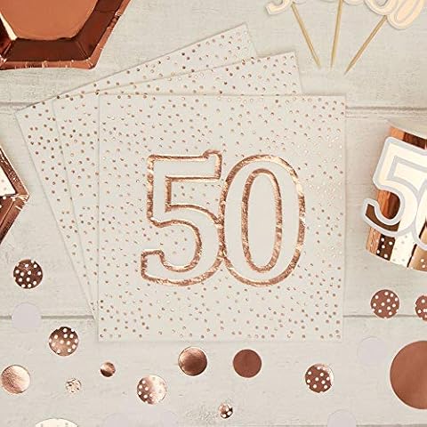 Neviti Rose Gold Paper Napkins for 50th Birthday Cover
