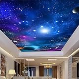 KEARTNZI Custom Ceiling Wallpaper Starry Sky 3D Peel and Stick Mural Galaxy Planet Wall Papers Living Room Bedroom Roof Background Wall Mural