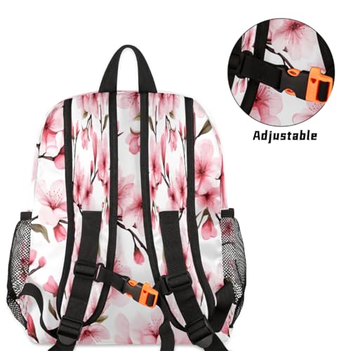 Toddler Backpack for Boys Girls, Pink Japanese Floral Cherry Blossom Mini Kids Backpacks with Chest Strap Whistle, Preschool Kindergarten Daypack, Travel Bookbag for Children4
