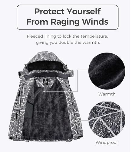 Image of Wantdo Women's Mountain Waterproof Ski Jacket Windproof Rain Jacket Winter Warm Hooded Coat
